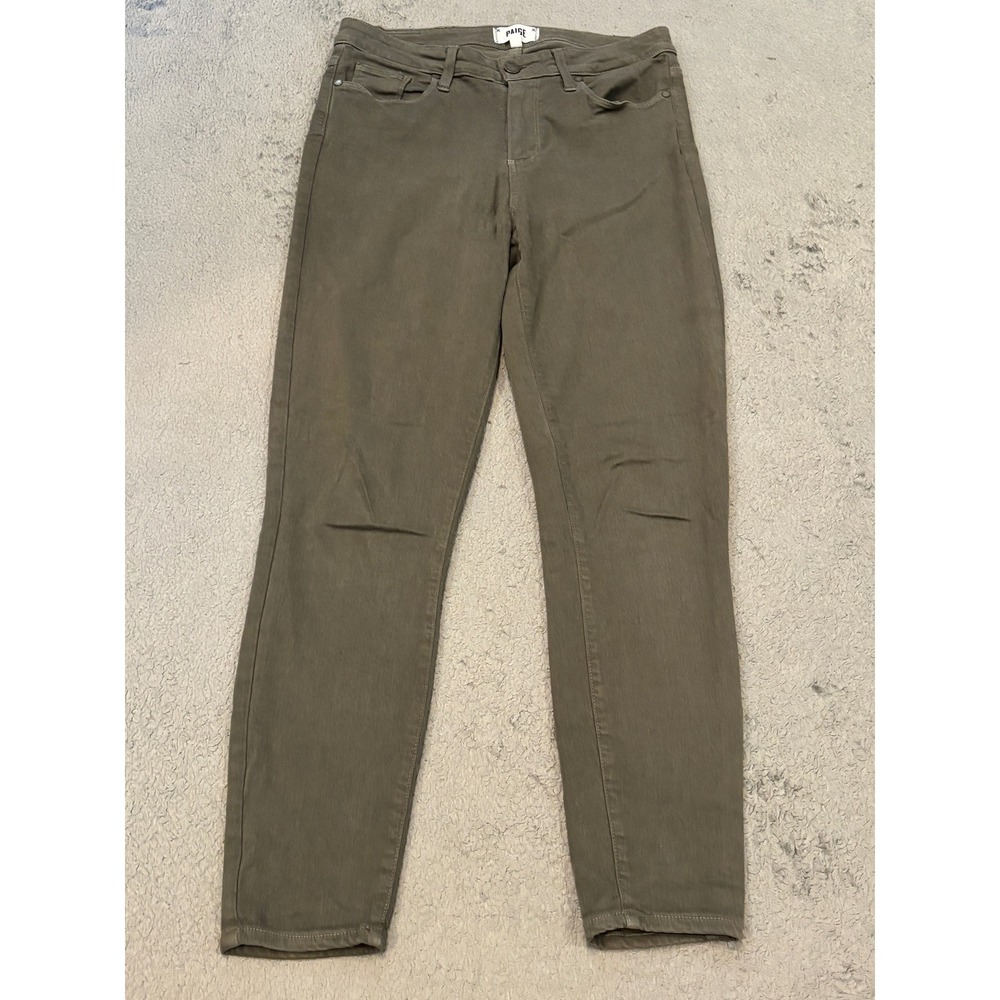 PAIGE Hoxton Ankle High Rise Skinny Jeans Olive Green Size 29